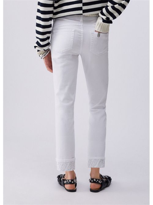 Pantaloni skinny con risvolto e strass LIU JO | UA6006T2594/11111